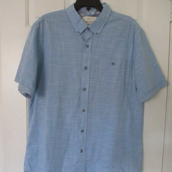 Weatherproof Vintage Mens S/S Blue Cotton Button Down Casual Shirt - Size Large - Picture 1 of 2